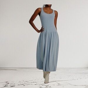 New Universal Thread Rib Knit Midi Dress Blue Womens Large